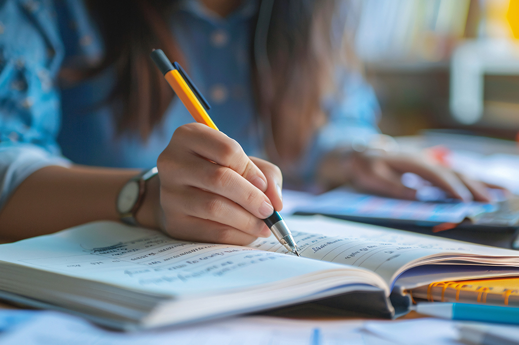 ノートに書いている